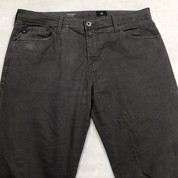 ADRIANO GOLDSCHIED Everett Jean Men 36x32 Olive Green Glen Check Slim Straight - Picture 3 of 15